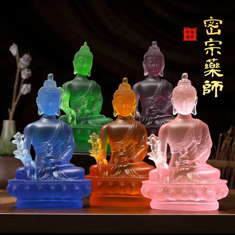 Статуэтка Будды-Фармацевта из стекла, тибетская религиозная фигура, украшение для дома и храма, оптовая продажа, тантрический лекарственный Будда