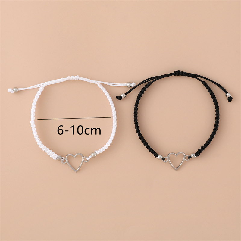 Pulsera tejida de amor transfronteriza, cuerda de aleación simple europea y americana, cuerda de mano de pareja de amistad ajustable, fábrica al por mayor