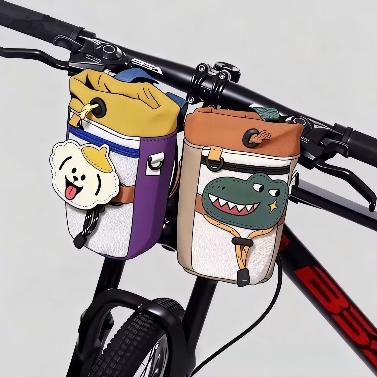 Cute camping-style bicycle handlebar bag for cycling, water bottle cup handlebar bag, storage bag for mountain and road bikes