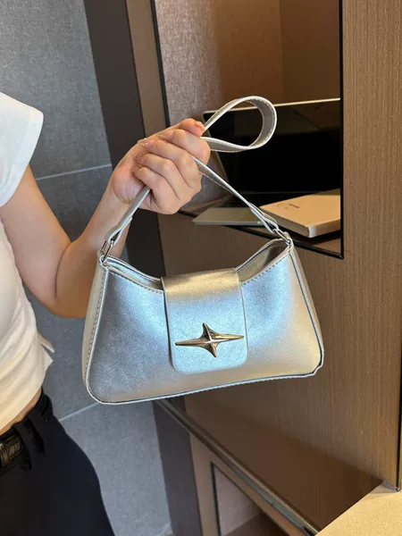 2025 Summer New Trendy Textured Underarm Bag for Women, Niche Design with Trendy Lock Clasp, Single Shoulder Crossbody Bag