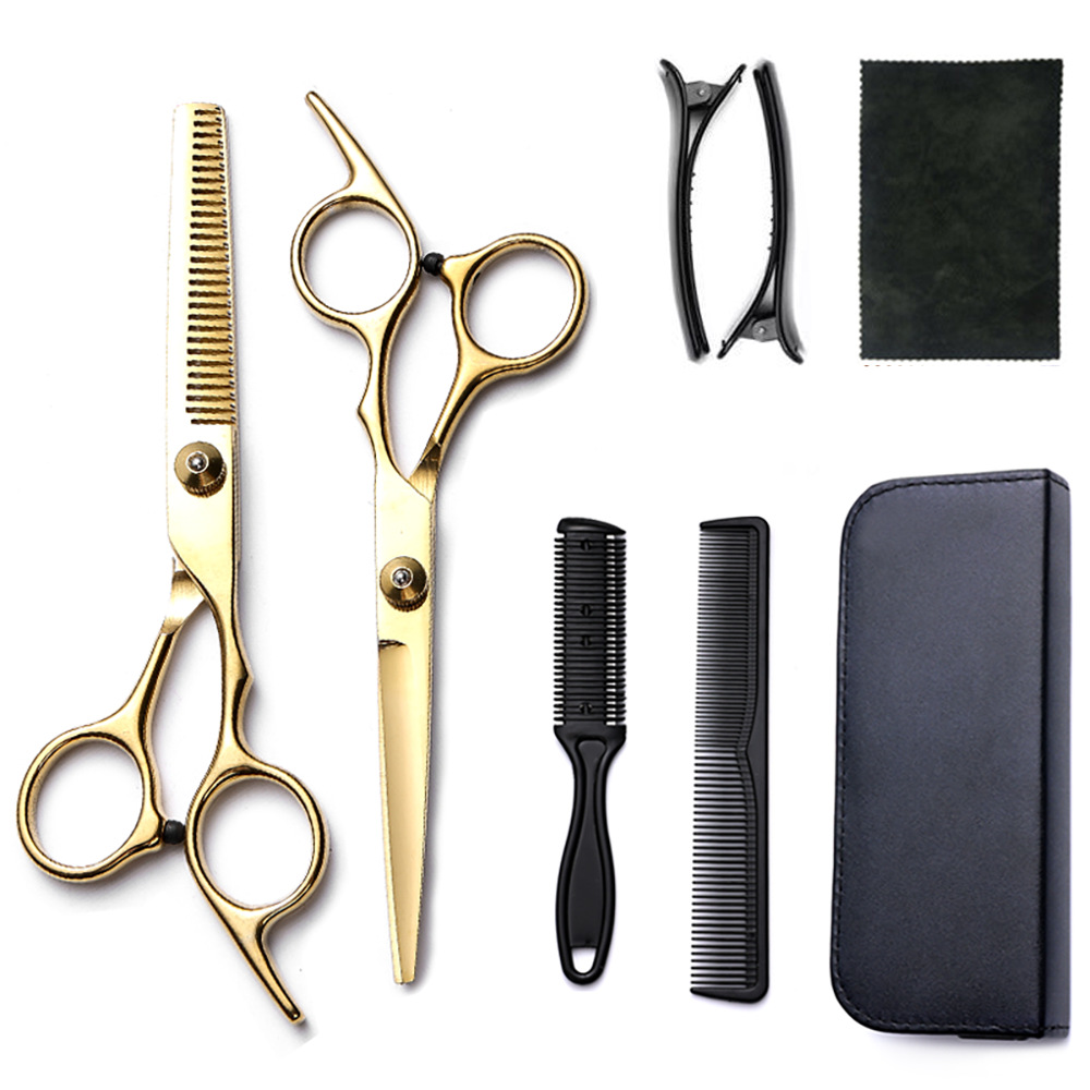 Corte de pelo tijeras transfronterizas amazonas color tijeras de dientes planas cortadas delgadas frange tijeras divisorias fábrica de tijeras al por mayor set de tijeras de peluquería
