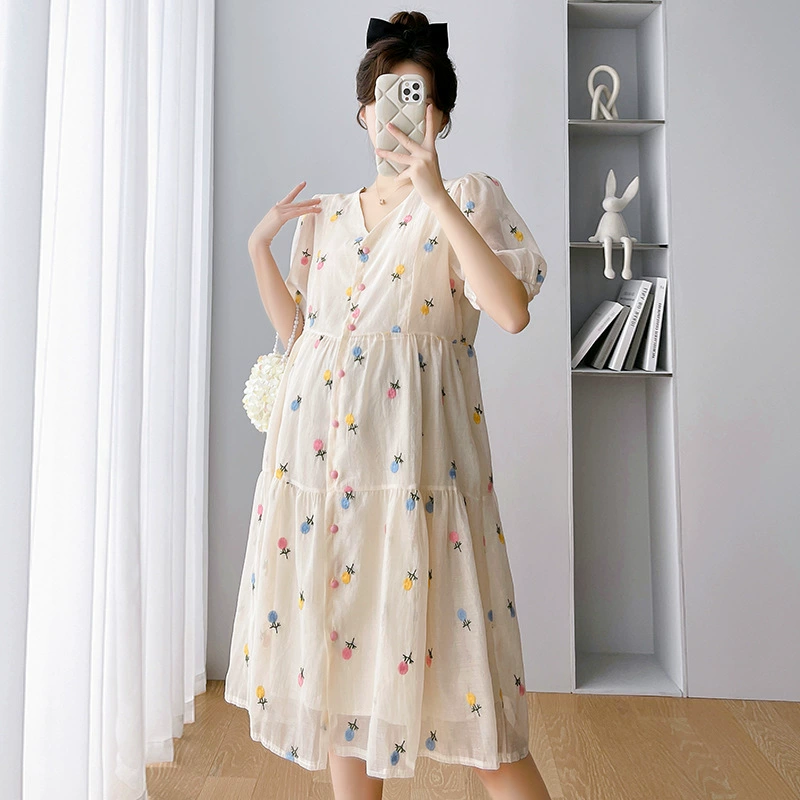 Платье для беременности, шифоновая юбка, Oversize, облегающее, с коротким рукавом, для подростков