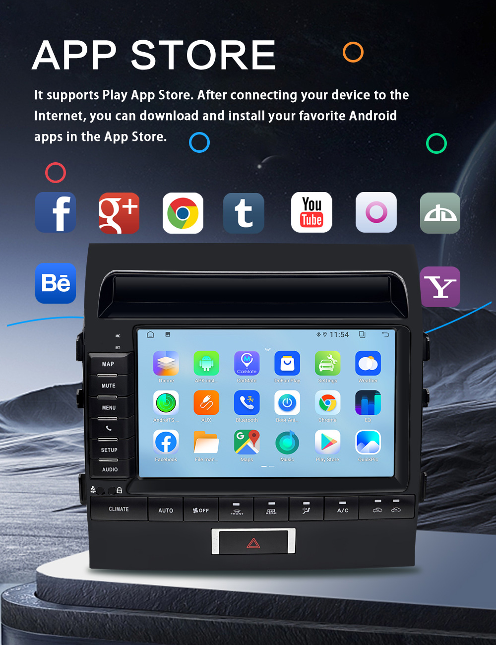 Suitable for Toyota Land Cruiser Car-Mounted Central Control Large-Screen Android Navigation System with Reversing Image, Bluetooth, and Wifi All-In-One Device