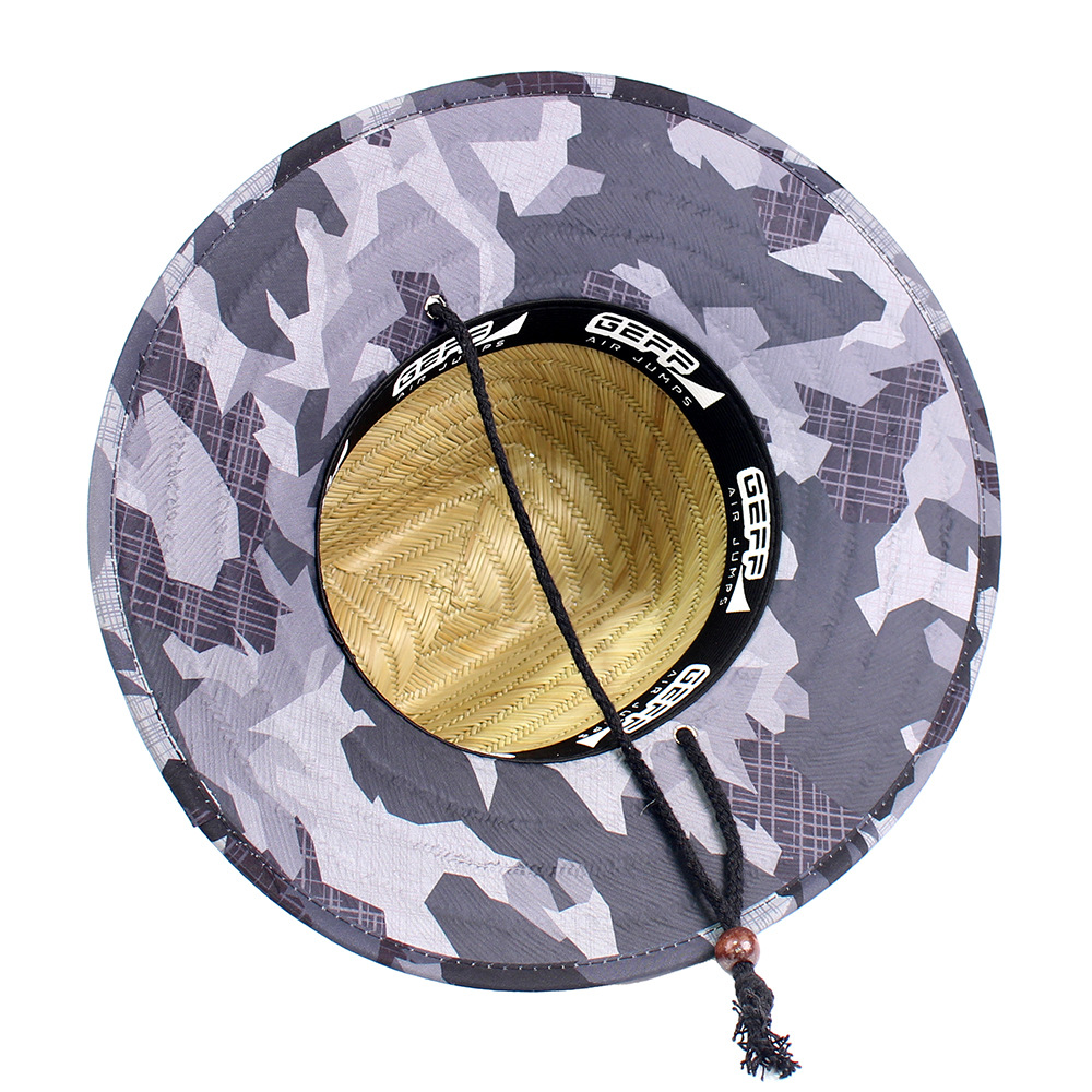 Sombrero de paja para hombre estilo playa, diseño salvavidas, moda verano 2024