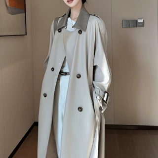 预售卡其色翻领风衣外套女秋冬新款设计感小个子收腰大衣