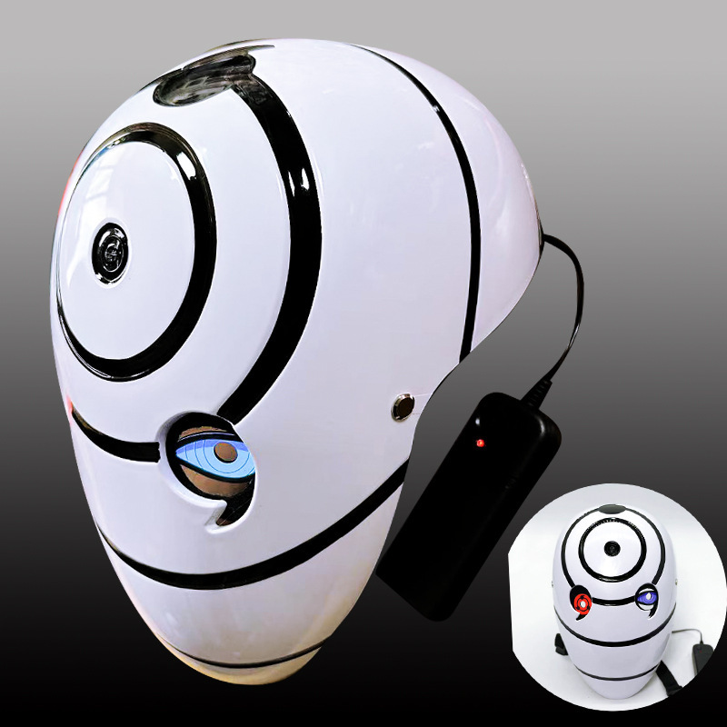 Máscara de Naruto brillante Uchiha con manchas de tierra A Fei escribe una máscara blanca de ojos de rueda cara completa cosplay cos