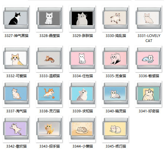 Etsy Cross-Border Best-Selling Italian Cartoon Cat Module Bracelet Stainless Steel DIY Cute Cat Creative Small Bracelet