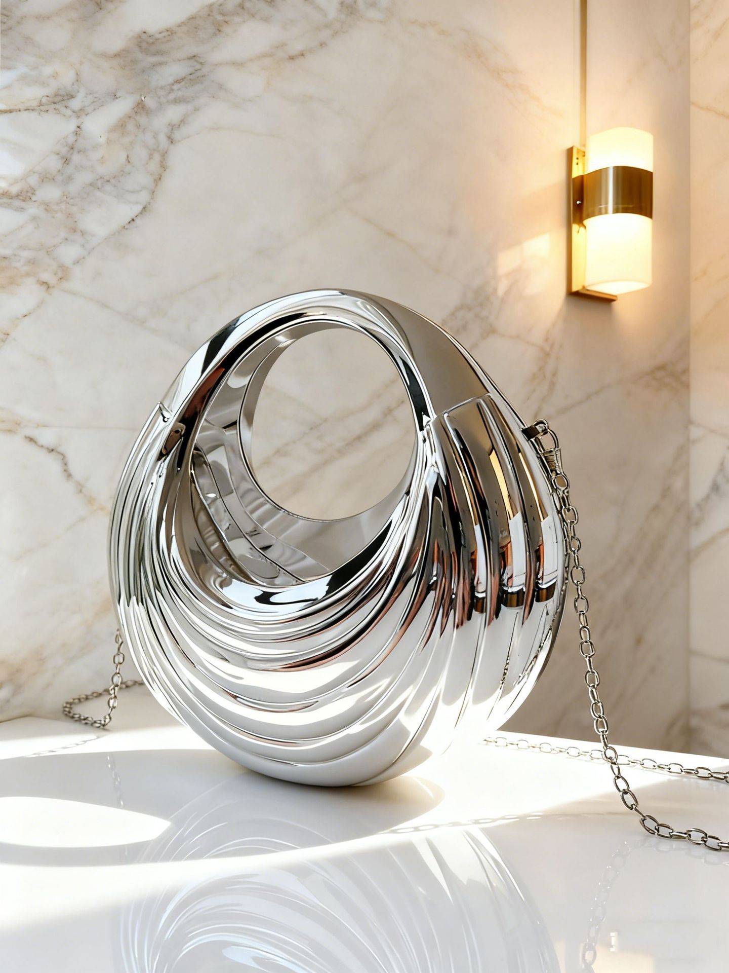 Bolsa de cena acrílica de lujo de damas transfronterizas de moda europea y americana cadena de personalidad vórtice textura brillante mano ropa de noche