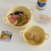 碗个人盘子酸奶沙拉碗双耳汤碗家用陶瓷水果碗可爱泡面碗若云