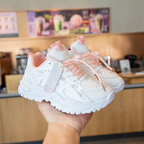 New style sports shoes for boys and girls  spring and summer comfortable and breathable running shoes white shoes student shoes