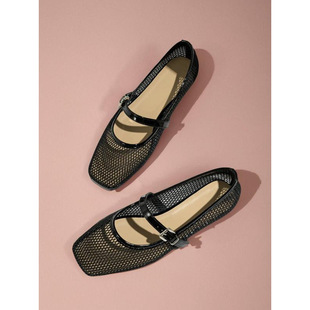 Q 56587LMesh Flat Mary Janes �W��ƽ�׬�����Ь�羳�¿�W����