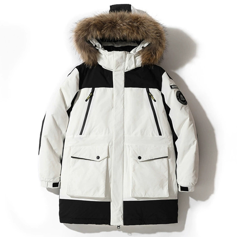 Мужской длинный пуховик, зимняя парная одежда для любимых, корейский стиль, увеличенная толщина, гусиный пух, средняя длина