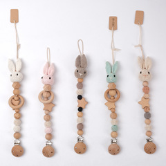 Foreign trade baby pacifier chain handmade crochet rabbit pacifier chain baby molar teether pacifier clip pacifier chain
