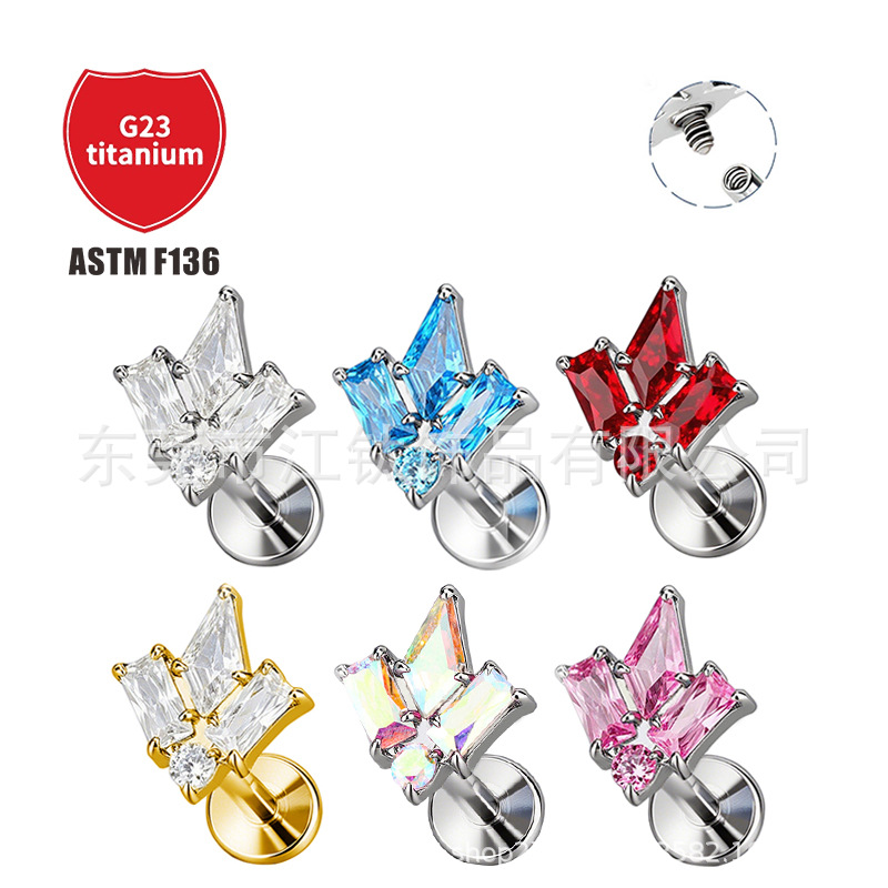 Pointed titanium steel lip stud product view