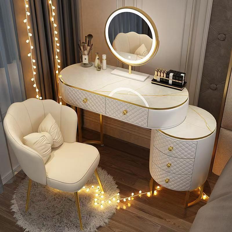 666 Arc Solid Wood Dresser and Cupboard Integrated New Modern Simple Bedroom Dressing Table Cream Style Dressing Table