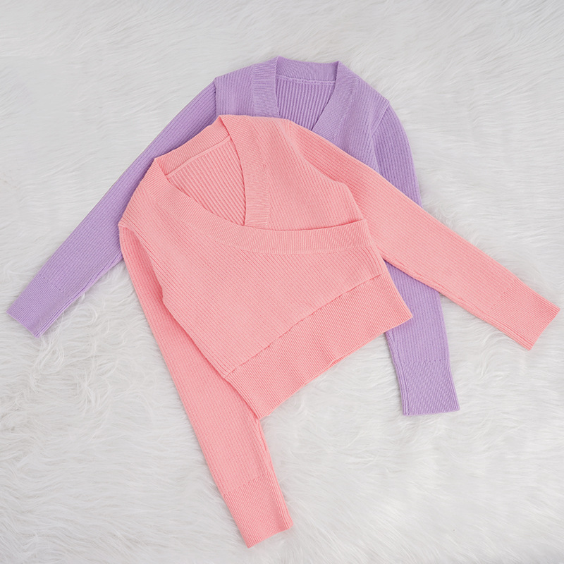 Ropa de baile para niños, ropa de entrenamiento de otoño e invierno, chaqueta cálida de manga larga de punto sin cordones, chal de baile para niñas