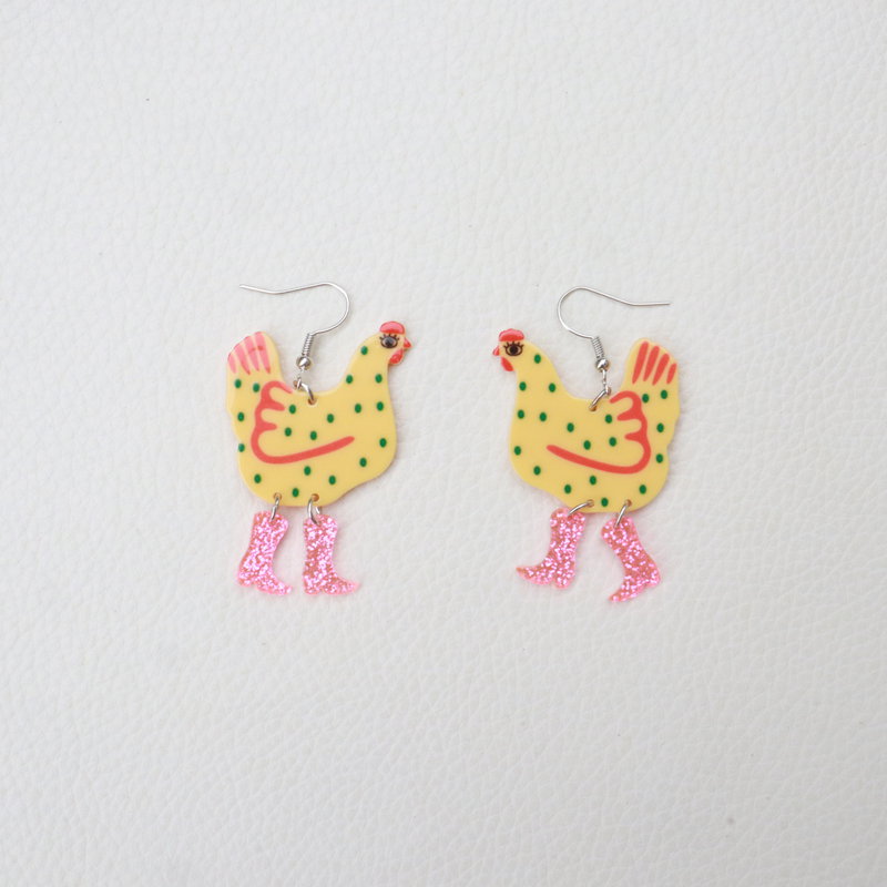 1 Pair Cute High Heel Chicken Arylic Women's Drop Earrings display picture 2