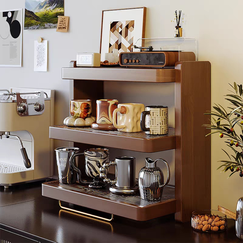 Estante Exhibidor de Tazas de Mesa de Madera Maciza para Cocina y Comedor