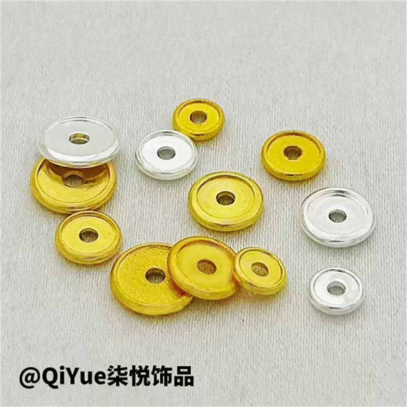 黄铜凹槽薄隔片镀金银色光面车轮散扁珠文玩手绳串收尾扣垫片配饰
