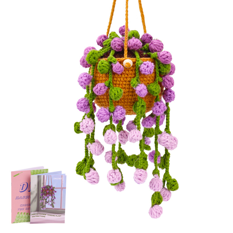 보라색 작은 꽃 교수형 바구니