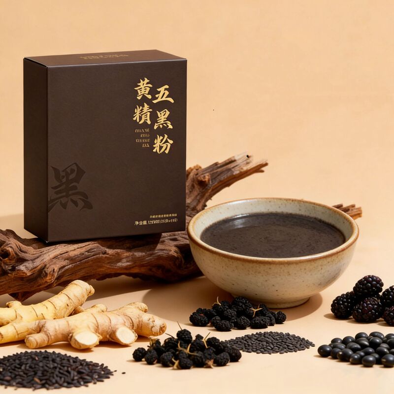 Oem Custom-Made Nine-Times Steamed and Sun-Dried Huangjing Five-Black Powder, Goji Berry and Mulberry Powder, Meal Replacement Powder, Solid Beverage, Processing Factory Oem Custom-Made Nine-Times Steamed and Sun-Dried Huangjing Five-Black Powder, Goji Berry and Mulberry Powder, Meal Replacement Powder, Solid Beverage, Processing Factory