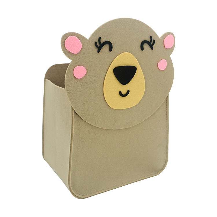 Cute bear storage box custom multi-functional large capacity felt storage bag finishing box wholesale felt box