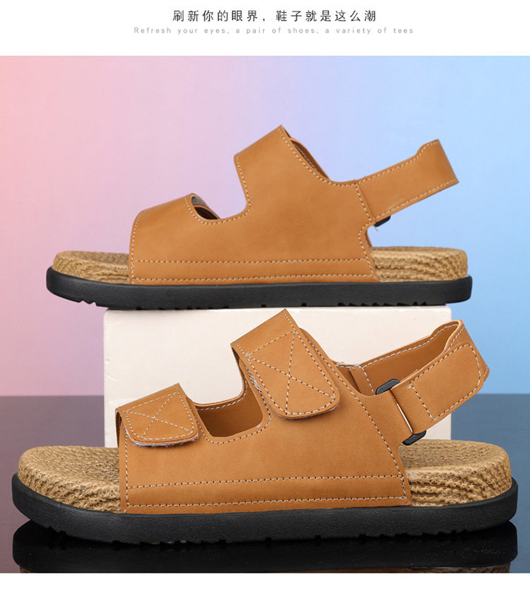 Dép sandal nam quai ngang cỡ lớn đi biển chống trượt, thoáng khí dùng hàng ngày — Kaki, Màu be, Màu đen chi tiết 18