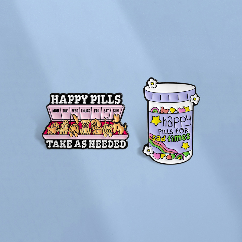 Internet Celebrity Style "Emotional Antidote" Metal Brooch Cartoon Puppy Rainbow Pill Letter Badge Backpack Decoration Pin Internet Celebrity Style "Emotional Antidote" Metal Brooch Cartoon Puppy Rainbow Pill Letter Badge Backpack Decoration Pin