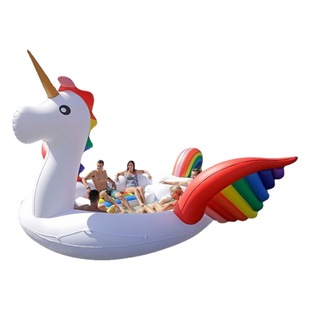 Factory 6 people inflatable flamingo floating row/6 people inflatable unicorn floating row/oversized flamingo/a generation of hair