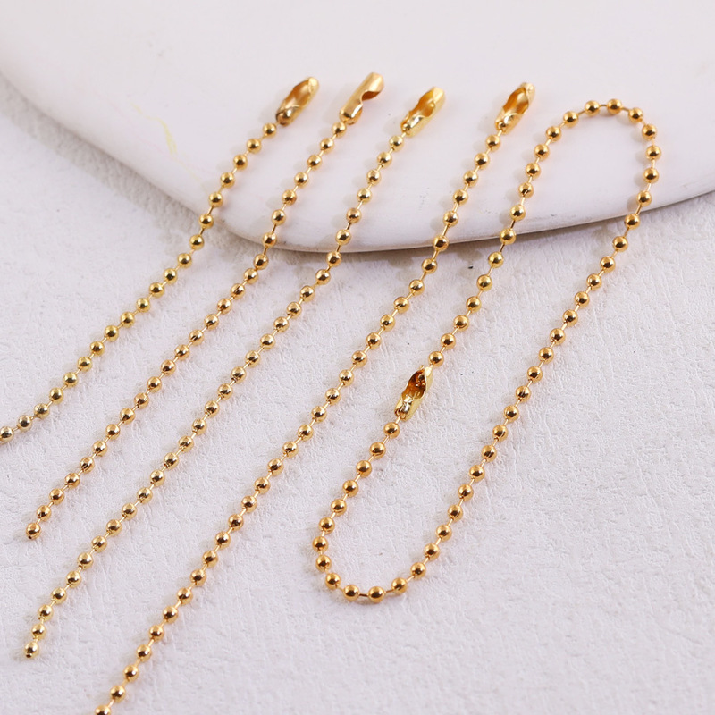 2.4mm Gold Bead Chain, Wave Bead Chain, Tag Chain, Iron Chain, Anti-Theft Chain, Jewelry Chain Pendant