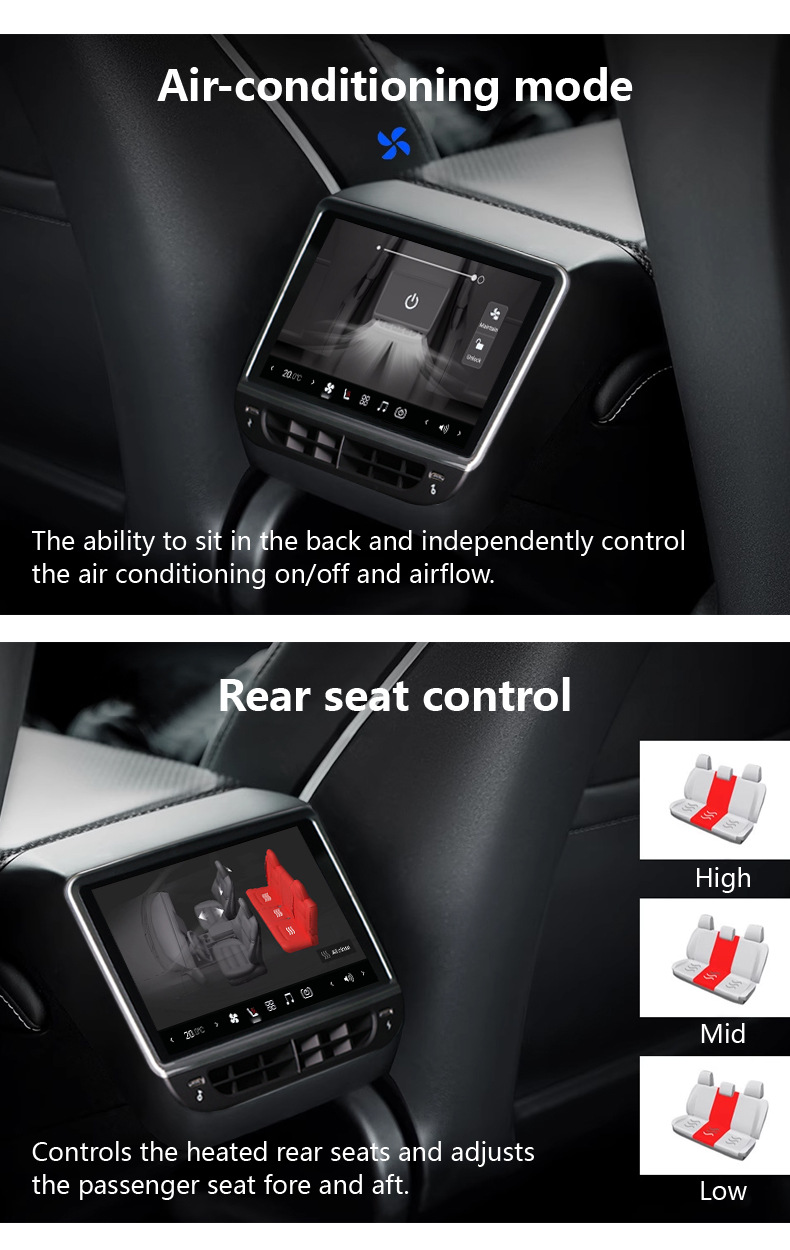 Suitable for Tesla Model Y/3 rear entertainment air conditioning control modified Android display screen QCM6125