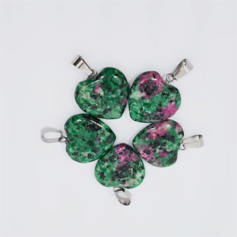 Cruz-frontera piedra natural amor colgante 20mm cristal Ágata en forma de corazón colgante melocotón corazón COLLAR COLGANTE accesorios de la joyería