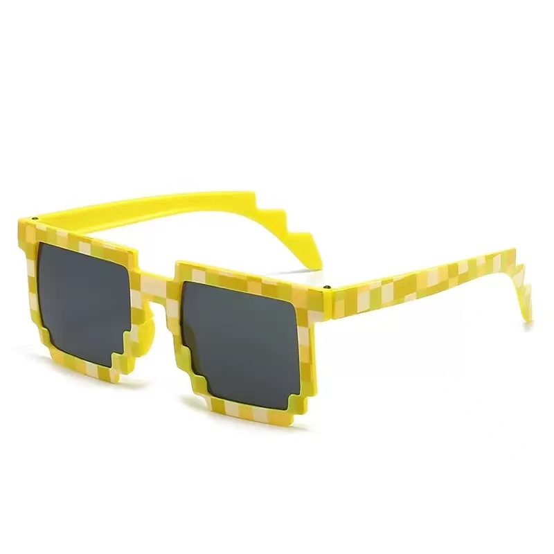 Mosaico gafas gafas de sol bidimensionales chatter personalidad gafas de sol de píxeles de fiesta reticular gafas de viento de píxeles rojos