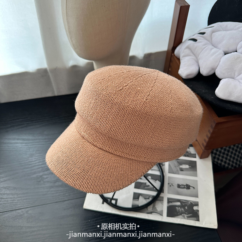 简约平顶纯色鸭舌帽女早秋新款休闲遮阳画家帽百搭显脸小八角帽潮|undefined