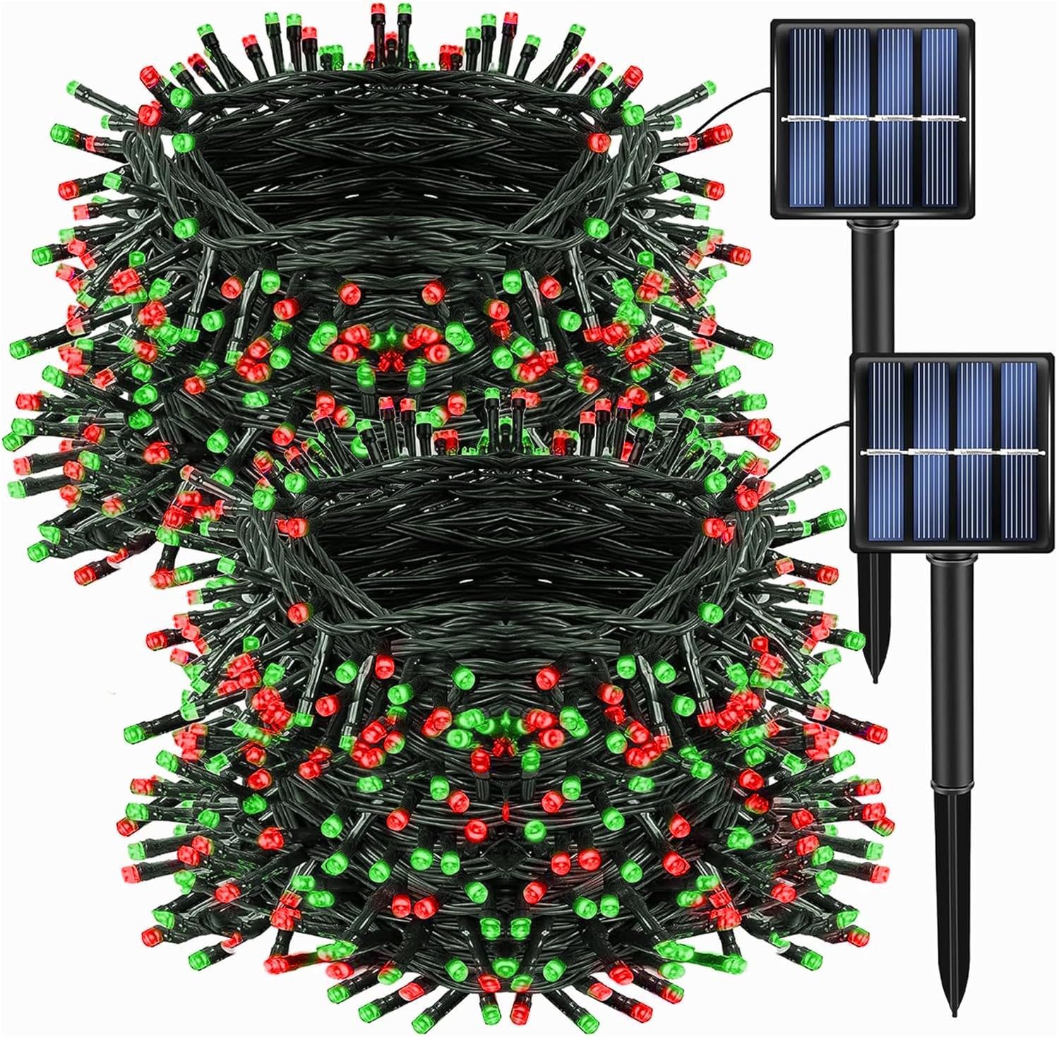 Nuevas cadenas de lámparas solares rojas y verdes decoración de patio de Navidad decorado con estrellas celestes Día de la Independencia de las luces de Halloween