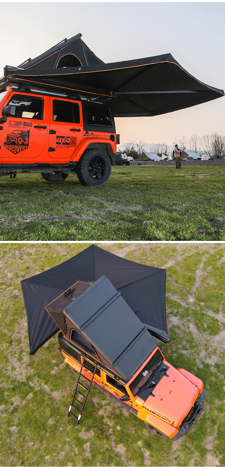 Customized Car-Mounted Tent Camping Equipment Automatic Triangular Aluminum Alloy Hard-Shell Triangular Diagonal Support Car Roof Tent