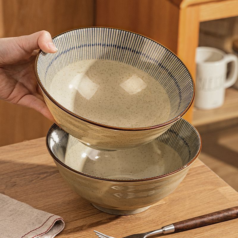 Japanese-Style Ceramic Noodle Bowl Ramen Bowl Retro 2025 New Model Soup Noodle Bowl Instant Noodle Bowl Noodle Eating Bowl for Restaurants
