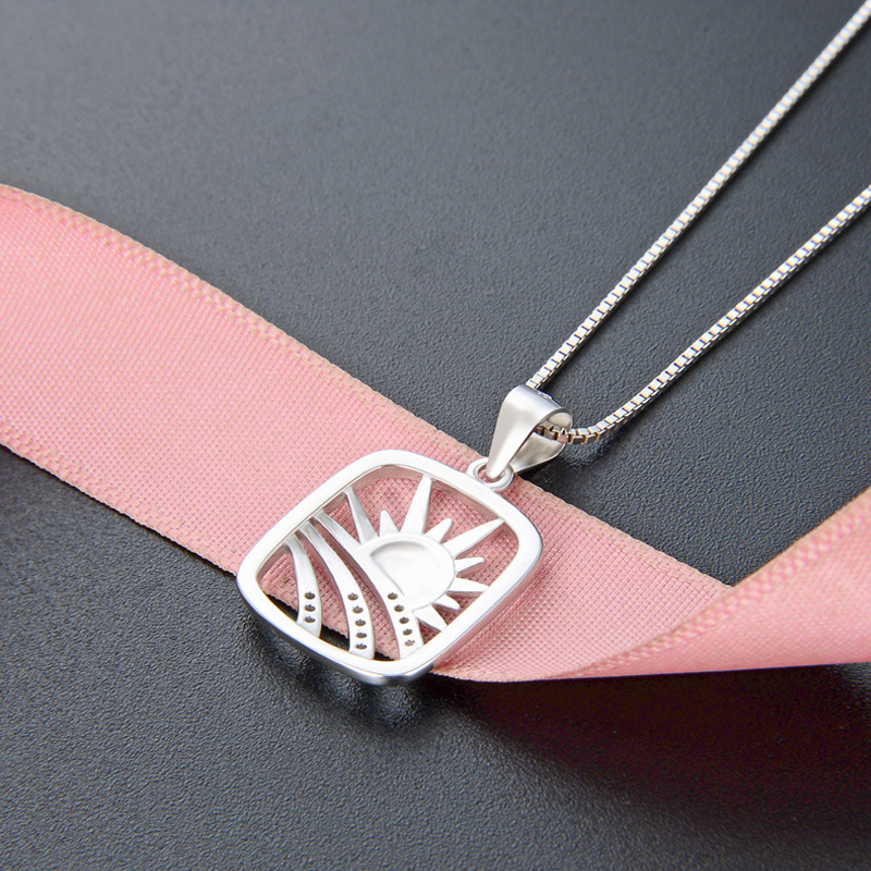 S925 plata esterlina amanecer colgante hueco nicho de diseño femenino diamantes de moda moda joyas temperamento fuente al por mayor