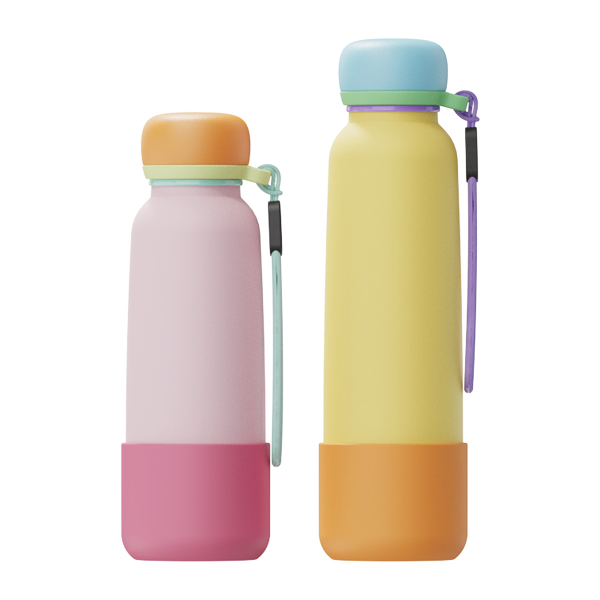 Isolierte Edelstahl Trinkflasche Mit Strohhalm Und Trageschlaufe_voghion.com