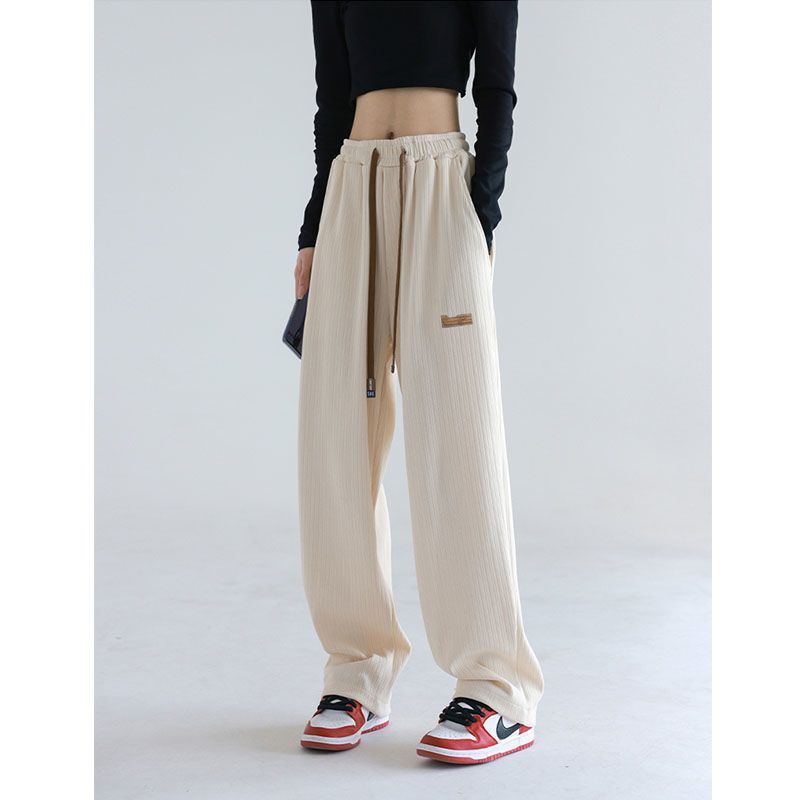 Ice Silk Wide Leg Pants Women's Summer High Waist Drape Casual Japanese Yamamoto Style Pants Loose Lazy Pleated Straight Pants