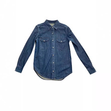 欧货蓝牛仔衬衫女2022秋冬新款内搭叠穿复古衬衣小个子打底上衣