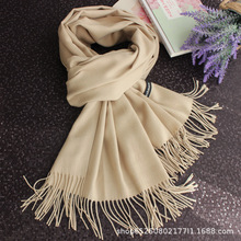 2025新款纯色薄款纯棉流苏围巾女冬季长款百搭米驼色披肩围脖保暖
