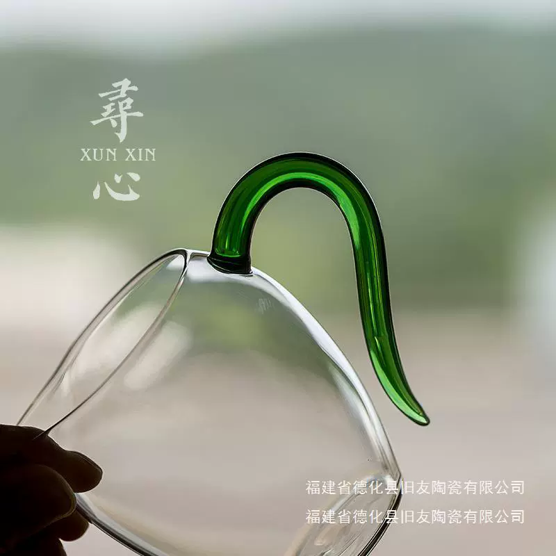 Transparent glass capacious tea cup handmade, tea set, increased thickness