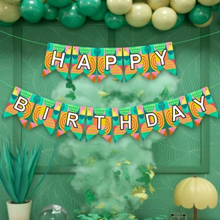 Бумажная гирлянда Happy Birthday с золотыми буквами