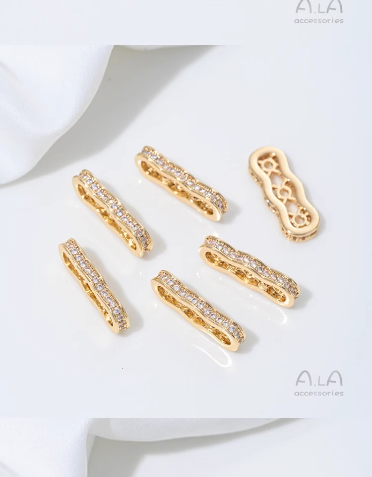 Color-preserving 14K gold double-row three-row bead peanut drill ring spacer diy string pearl bracelet necklace jewelry accessories