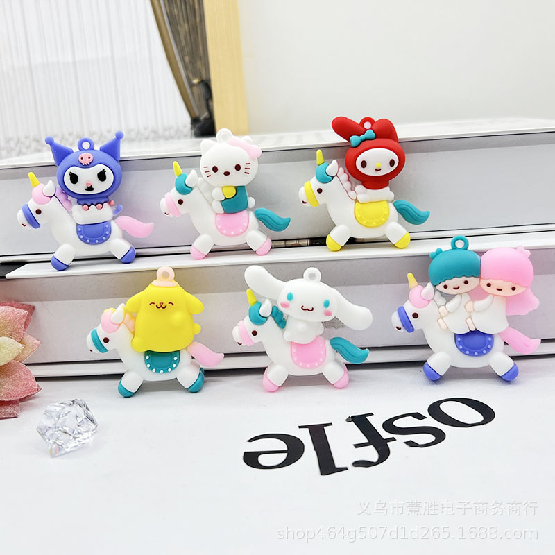 New Horse Riding Sanrio Keychain Doll Pendant Horse Riding Gemini Sanrio Keychain Kulomi Doll