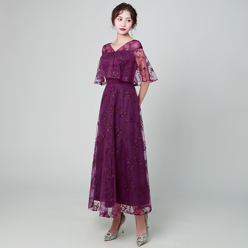 Long fitted lace evening dress