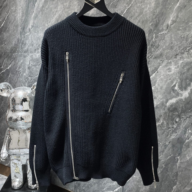In-stock C+H cross-border correct version autumn/winter bestseller, leather patch cross jacquard knit sweater, drop shipping available In-stock C+H cross-border correct version autumn/winter bestseller, leather patch cross jacquard knit sweater, drop shipping available