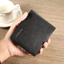 跨境代发曼邦男士钱包植鞣皮头层牛皮零钱袋两折多卡位短横款皮夹