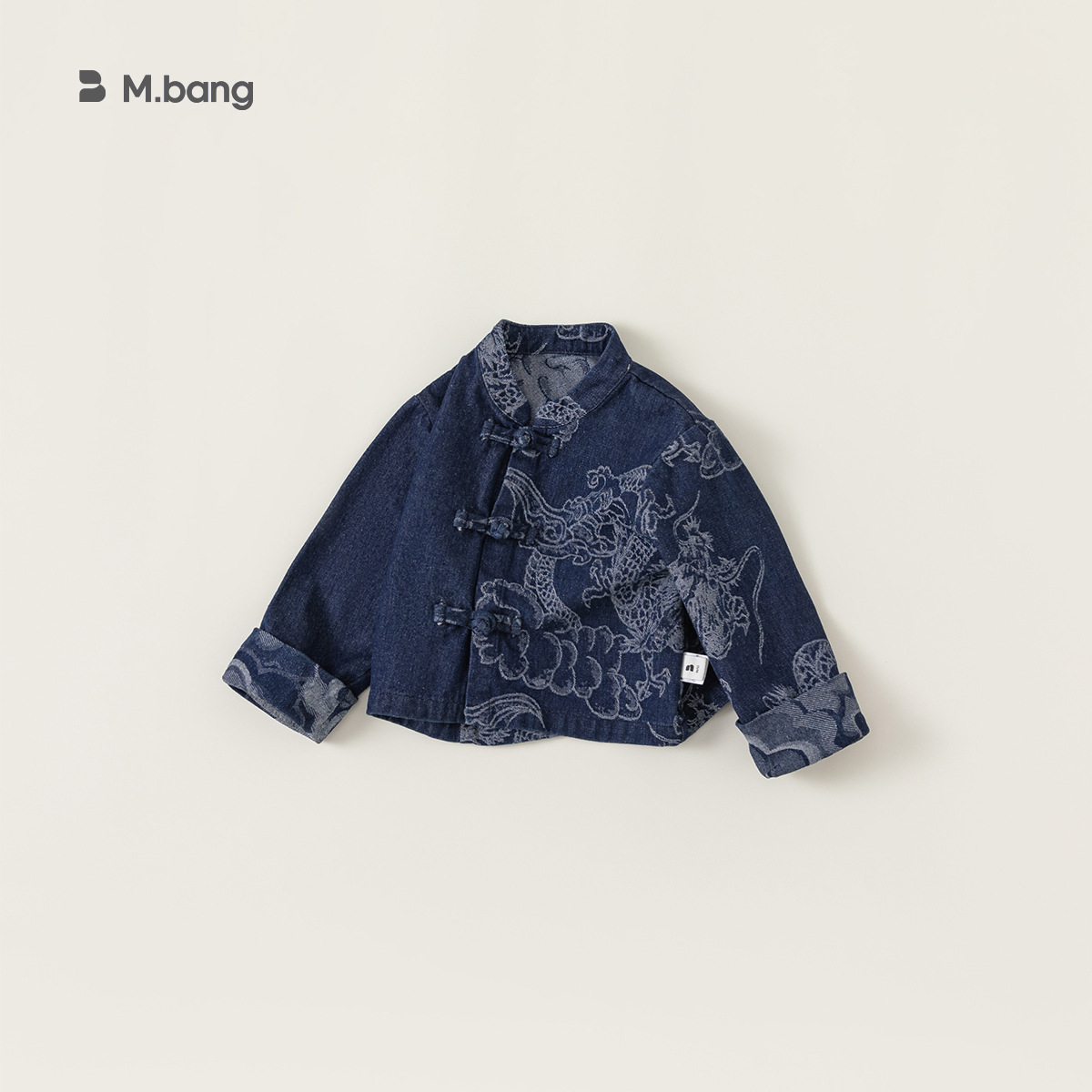 Baoxuan Children's Denim Jacket Chinese Style Spring Top Men and Women's Children Dragon Pattern Printed Long Sleeve CY24067 